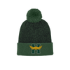 Hillside Hawks Embroidered Pom Beanie - Forest Green/ Black
