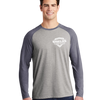 Shields SportTek Triblend Wiking Long Sleeve Tee - True Navy Heather/Light Grey Heather