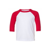 Bella + Canvas Toddler 3/4-Sleeve Baseball T-Shirt - White / Red