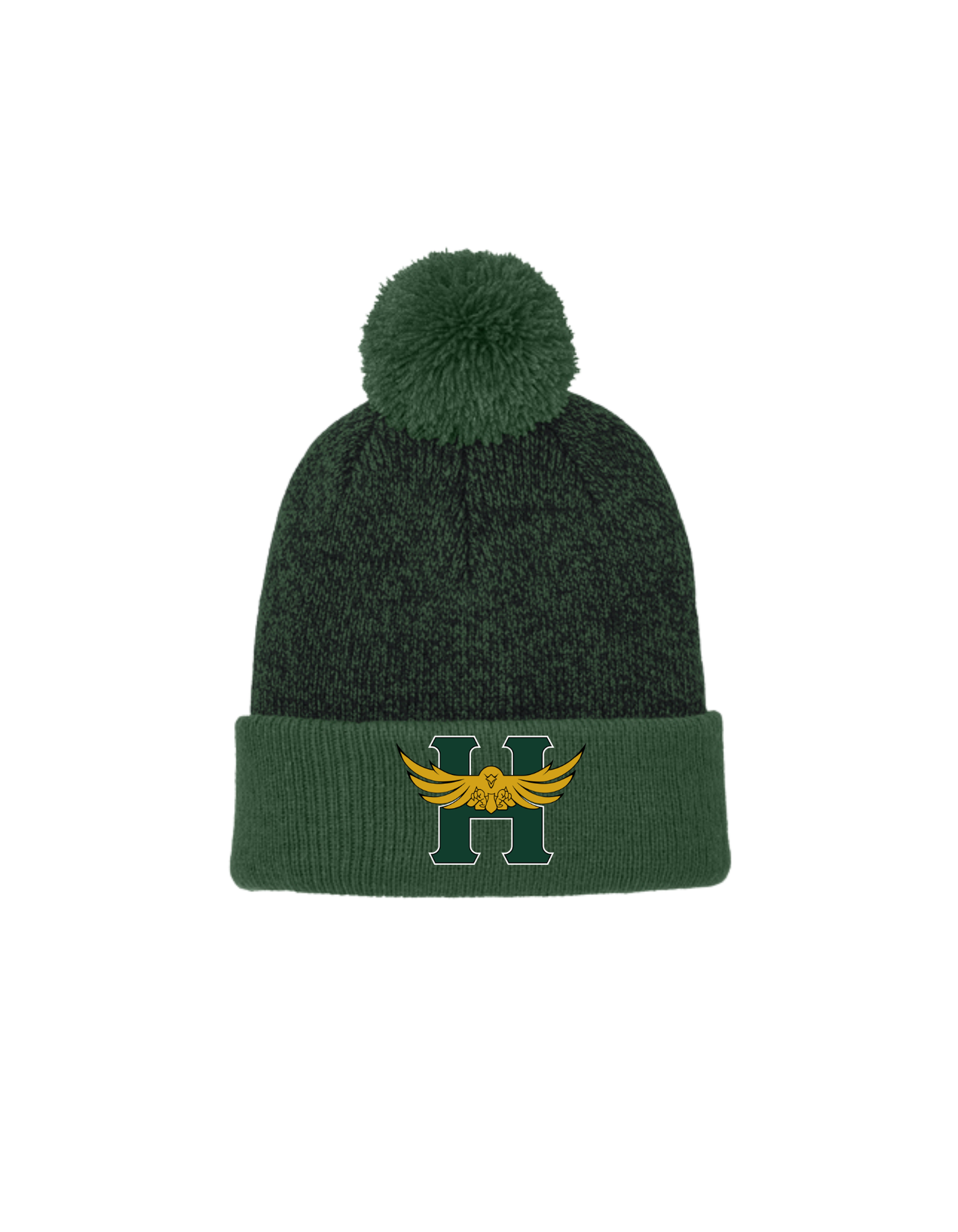 Hillside Hawks Embroidered Pom Beanie