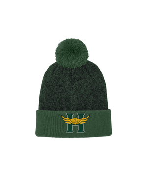 Hillside Hawks Embroidered Pom Beanie