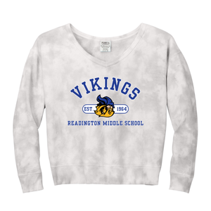 Varsity Vikings Women's Beach Wash Cloud Tie-Dye V-Neck Sweatshirt