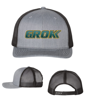 GROK Embroidered Trucker Cap -Grey / Black