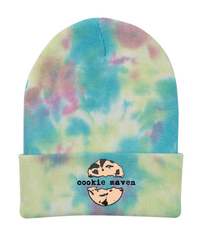 Cookie Maven Embroidered Tie Dye Beanie - Raspberry Mist