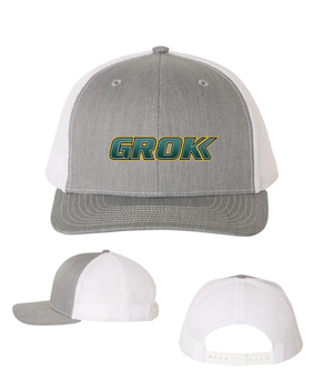 GROK Embroidered Trucker Cap -Grey / White